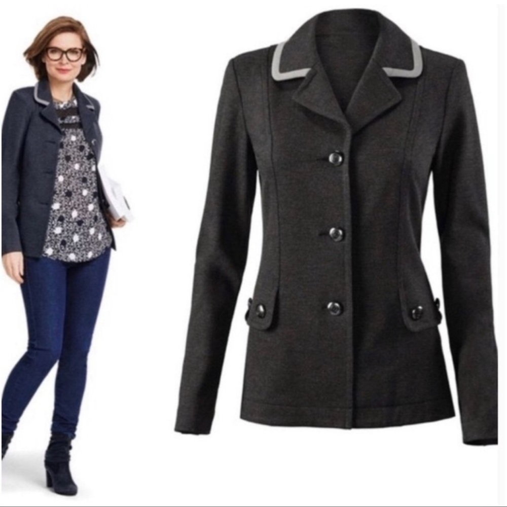 CABI Crew Blazer Charcoal Gray Sz S #3030 EUC